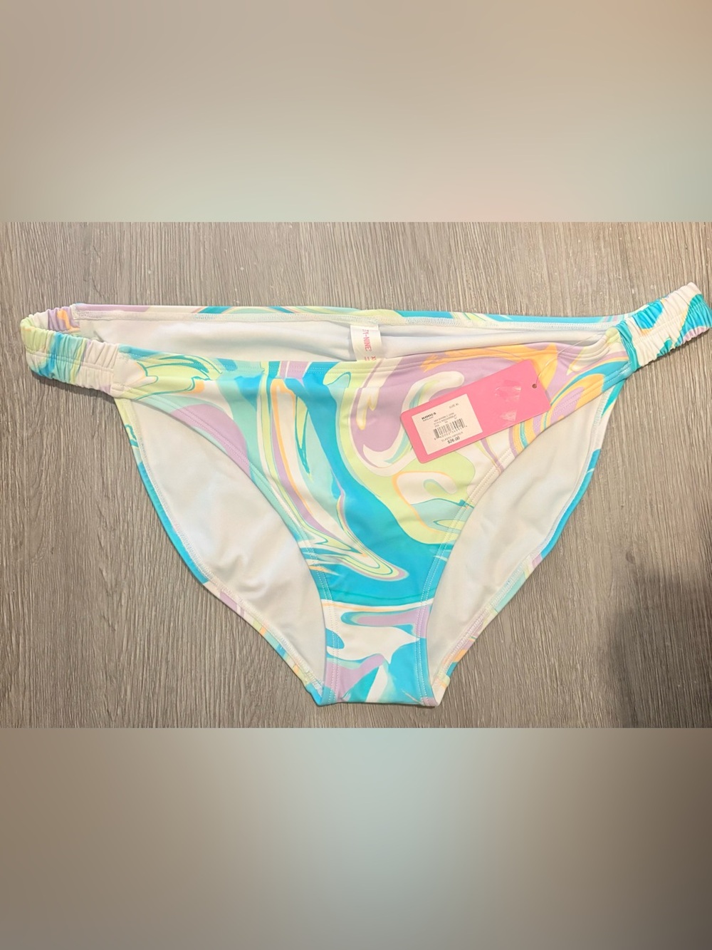 Women's Juniors Ninety-Nine Marble Side Tie Hipster Bikini Bottoms XL NWT